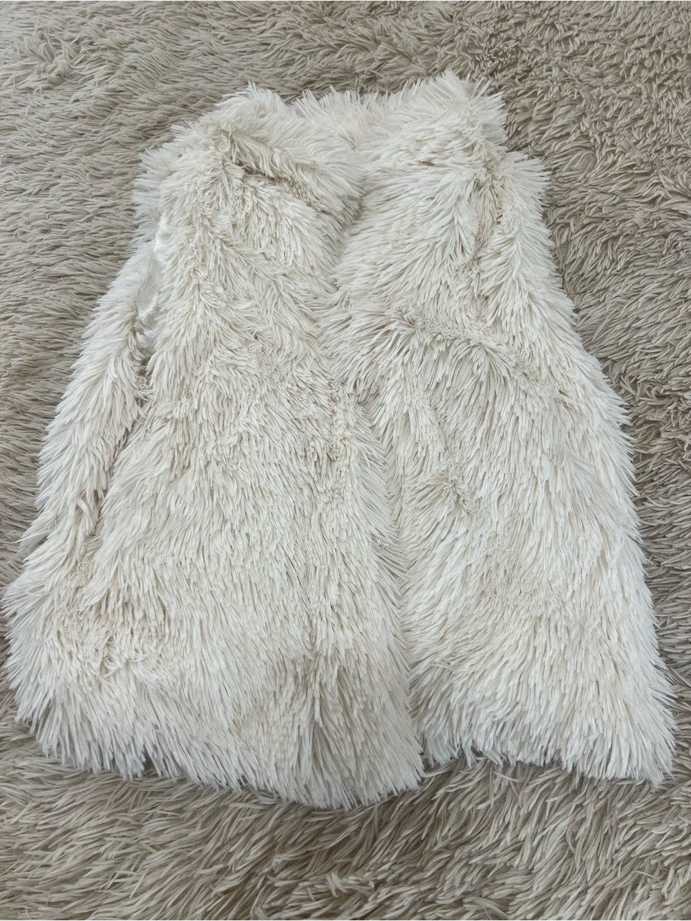 croft & barrow Cream Faux Fur Vest - Plush Open Front